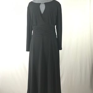 Evan Picone Black Keyhole Dress 14 Ruched Waist